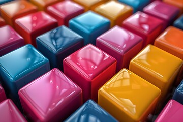 An eye-catching image that showcases an array of 3D cubes with a beautiful gradient from blue to yellow, arranged orderly