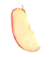 Piece of ripe red apple isolated on white