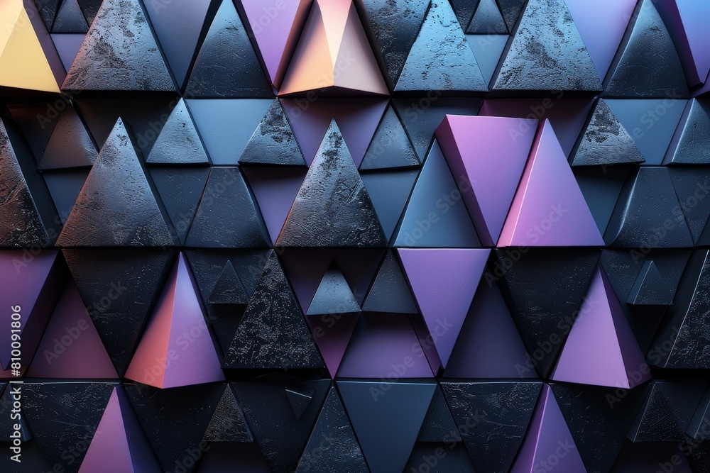 Poster this image showcases a vibrant 3d pattern of triangles in various shades with a focus on texture and