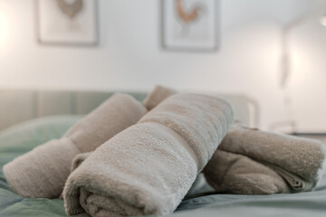 towels on a bed