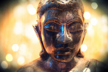 Buddha face of wooden staue
