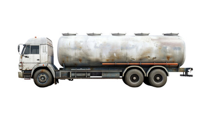 A large tank white truck, on white background, png transparent