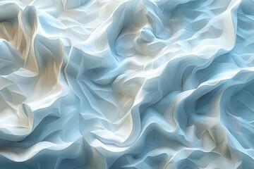 Obraz premium A digital art piece representing silky blue fabric waves creating a calming texture