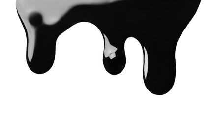 Black glossy oil flowing on white background