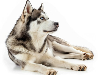 Cute  Siberian Husky  photo isolate on white background