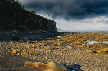 Bad weather is coming on the beach.