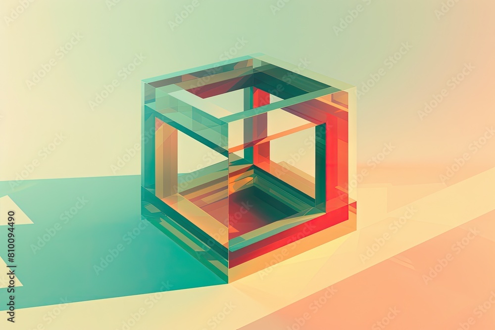 Poster reflective 3d geometric structure, making it suitable for concepts in modern architecture or graphic