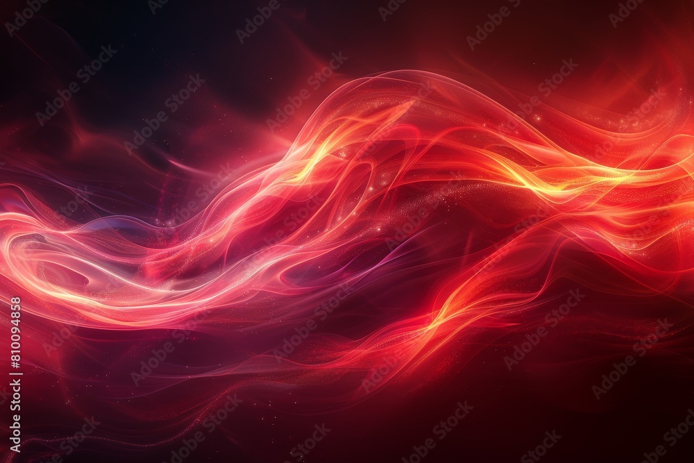 Poster illustrating an abstract concept of dynamic energy, this image features fiery swirls with glowing hi