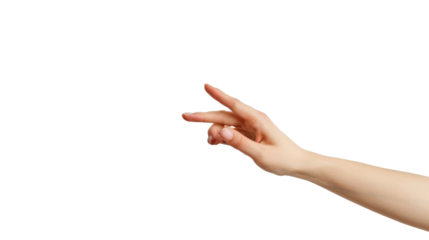 A hand with finger wants to touch something on white background