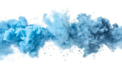 A blue smoke explosion border isolated on white background, png transparent , graphic resources