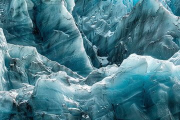 The image is of a large sheet of ice with a blue hue