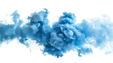 Fototapeta premium A blue smoke explosion border isolated on white background, png transparent , graphic resources