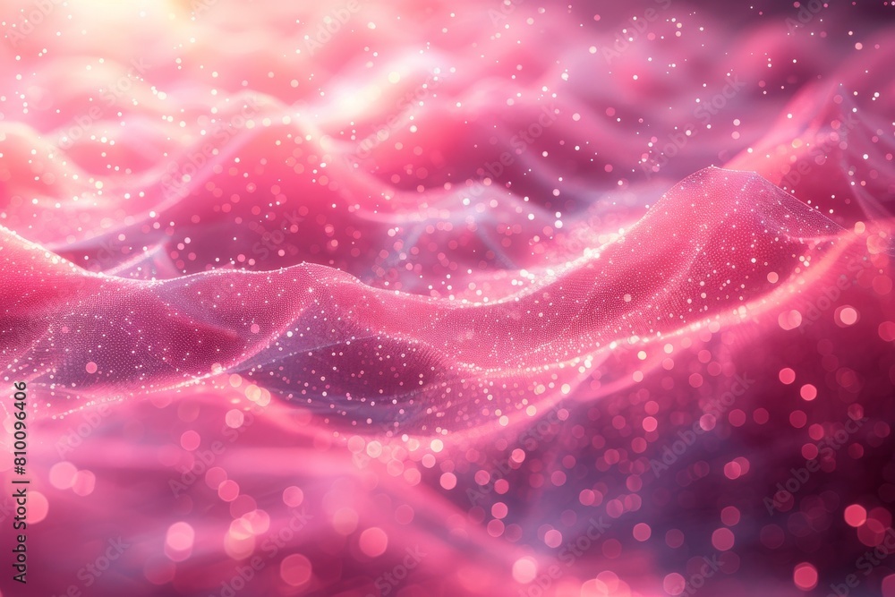 Poster an abstract digital landscape formed with pink waves portraying concepts of connectivity, data flow,