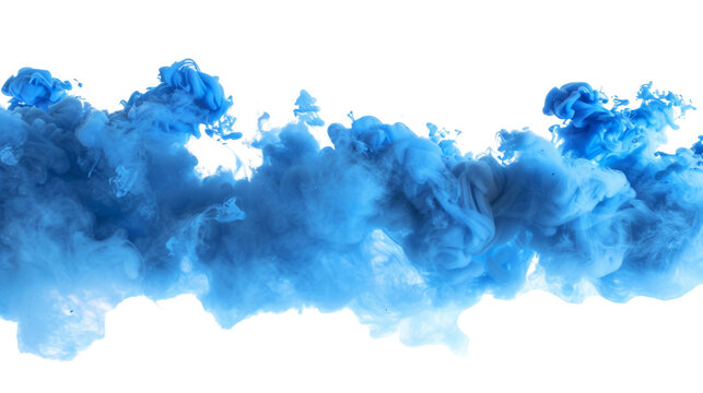 A blue smoke explosion border isolated on white background, png transparent , graphic resources