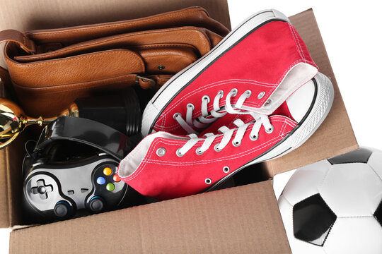 Box with unwanted stuff isolated on white