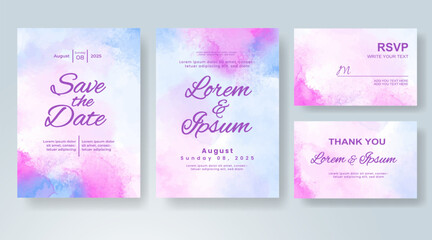 Wedding invitation with abstract watercolor background