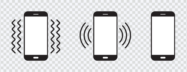 "Dynamic ringing and vibrating phone icons set."