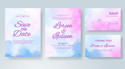 Wedding invitation with abstract watercolor background