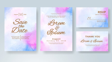Wedding invitation with abstract watercolor background