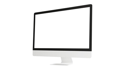 Modern desktop pc monitor display with blank screen isolated on transparent white background, clipping path