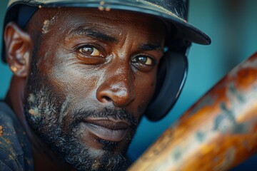 Detailed portrait of a miner with soot on his face, conveying themes of hard work and industry