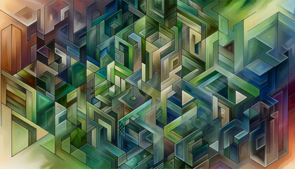 An abstract green geometric background in vintage style