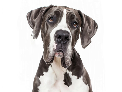 Cute  Great Dane  photo isolate on white background