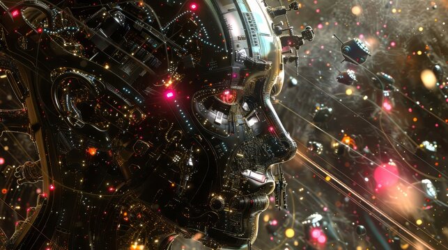Contemporary digital art exploring the concept of artificial intelligence