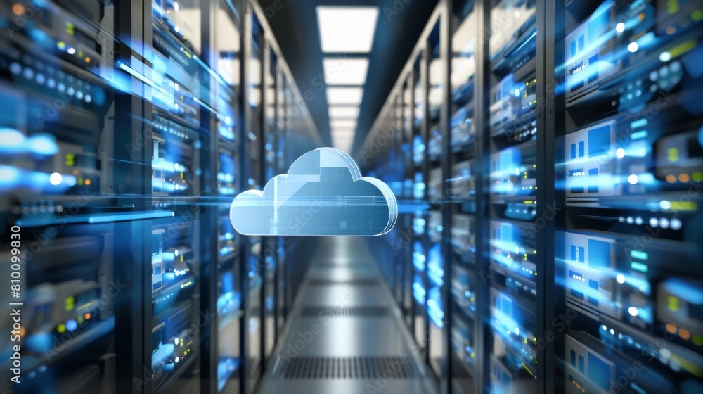 Poster creative conceptual depiction of data redundancy and backup in cloud storage