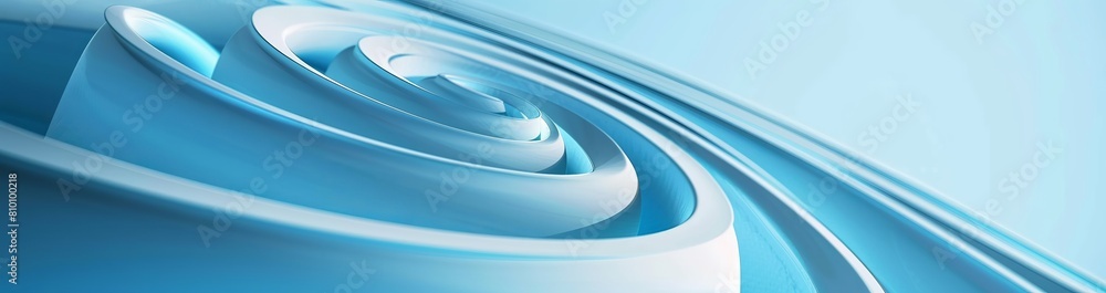 Poster A soothing and elegant image with a central abstract swirl in light blue, set against a soft gradient background