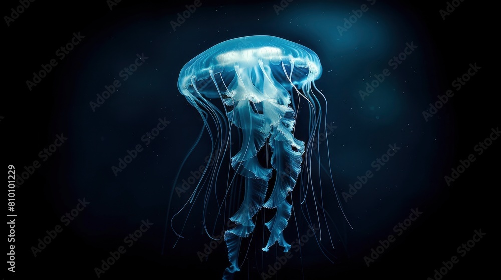 Wall mural One jellyfish floating in the deep blue sea