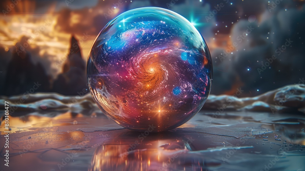 Poster journey into the cosmic unknown as the nebula crystal ball unveils a kaleidoscope of future galaxies