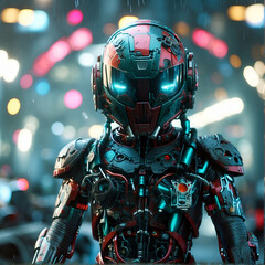 Fototapeta premium Portrait of a cyborg with gadgets.