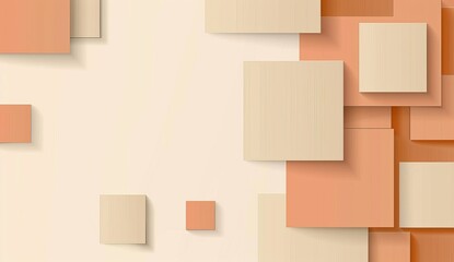 A minimalist composition of overlapping geometric squares casting subtle shadows in a delicate pastel color palette