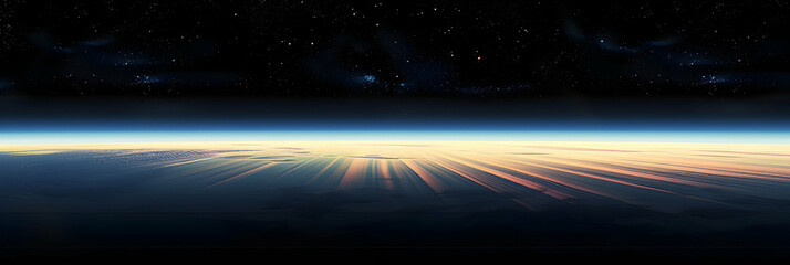 The gradient of Earth's atmosphere transitioning into the blackness of space, as seen from the...