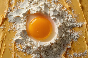 yolk in flour - obrazy, fototapety, plakaty