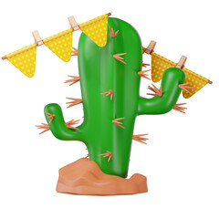 Festa junina cactus and pennants