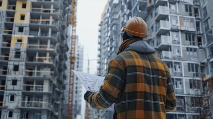Fototapeta premium Construction Engineer Inspecting Building Site