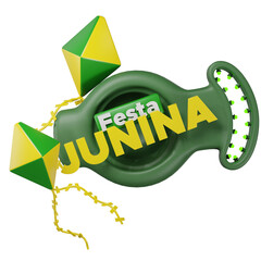 Festa Junina 3d label featuring pennants