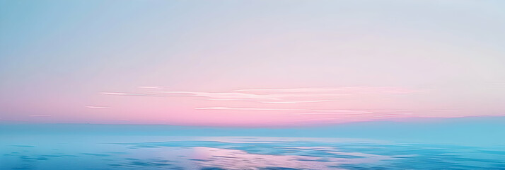 The serene glow of the ionosphere at twilight, with subtle gradations of blue and pink over a quiet ocean horizon