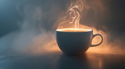Minimalistic beauty a serene portrayal of a steaming cup of coffee - Powered by Adobe