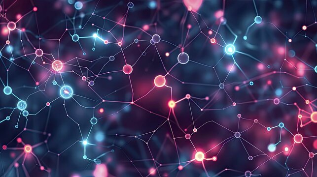 Flat design of a digital neural network with circuit nodes, suitable for content on AI and machine learning.