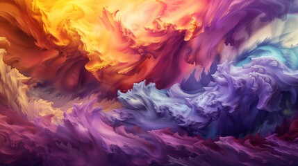 Naklejka premium Waves of color crashing together in a breathtaking collision, their energy pulsating through the atmosphere with a force that is both exhilarating and intoxicating.