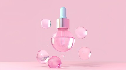 Obraz na płótnie Canvas Collagen Skin Serum Bottle and illustrations of vitamins Isolated on a light background. skin care cosmetics concept skin health care