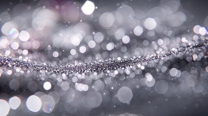 a blurry photo of a silver glitter background with a light shining in the background and a blurry background with a light shining in the middle. generative ai