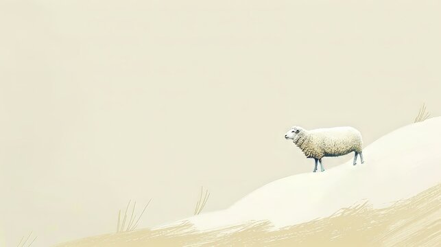 Minimalist illustration of the parable of the lost sheep