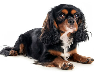 Cute  Cavalier King Charles Spaniel  photo isolate on white background