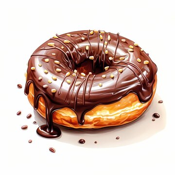 recommend clip art: Donut. Chocolate donut. Tasty doughnut clipart. Watercolor illustration. Generative AI. Detailed illustration.
