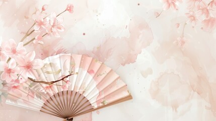 Romantic wedding program fan template with soft watercolor backgrounds for commercial purposes