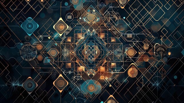 Abstract Geometric Background: An abstract background composed of intricate geometric shapes and patterns adds a modern and artistic touch to any scene